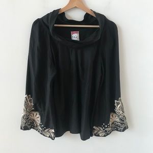 Yoana Baraschi black silk embroidered top